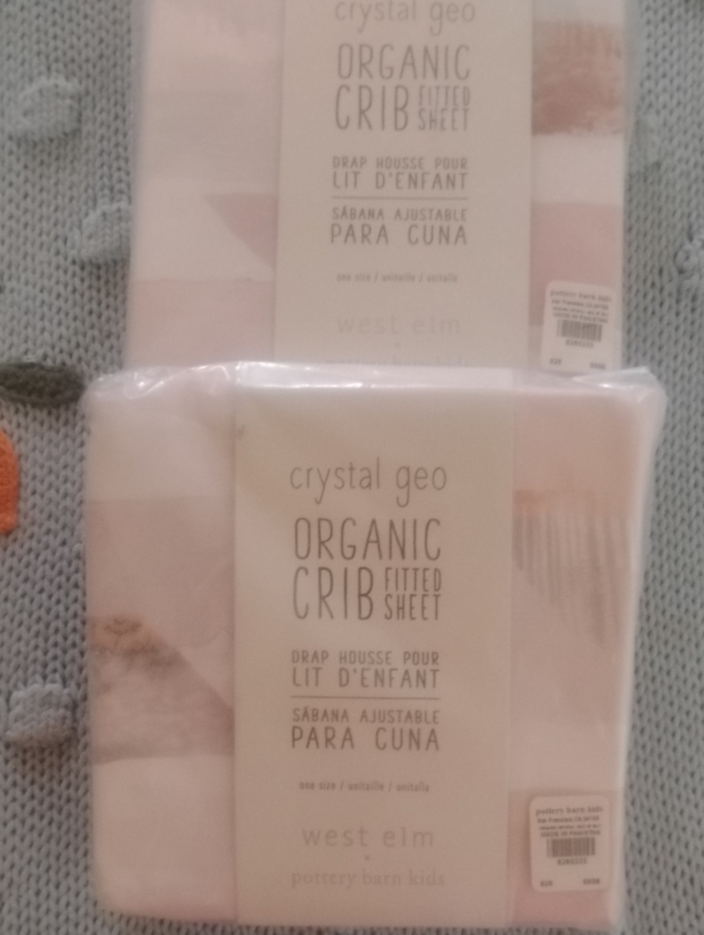 West Elm Pink Crystal Geo Organic Crib Fitted Sheets Pottery Barn Kids 2